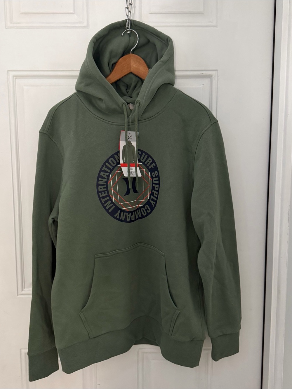 Hurley Olive Green Pullover‎ Hoodie with Surf Graphic